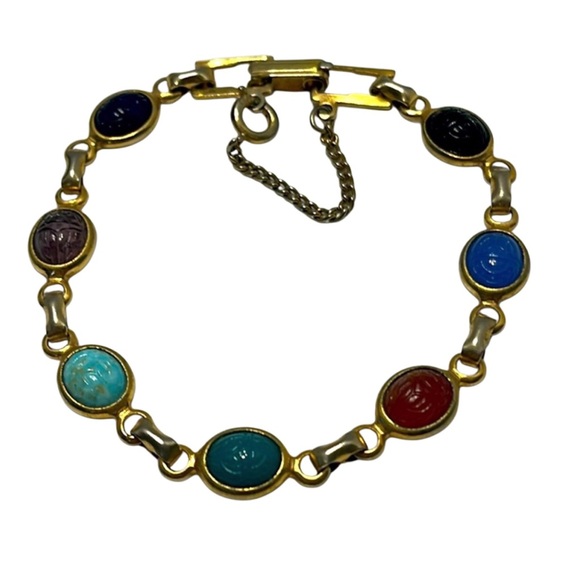 Vintage Scarab Multi Stone Bracelet - Picture 1 of 2